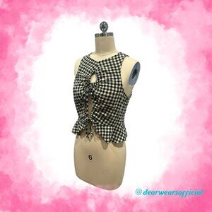 Topshop Black and White Gingham Crop Top